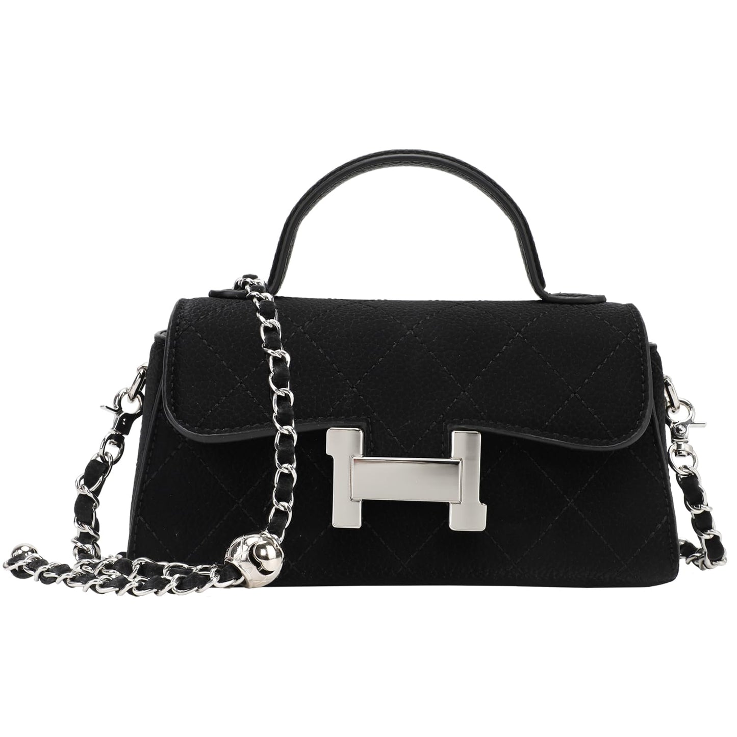 EDODAY Small Crossbody Bag for Women Black Purses for Women Trend Quilted Shoulder Bag with Zipper Pocket Handbags with Removable and Adjustable Chain