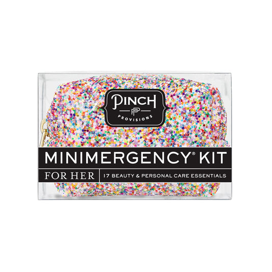 Pinch Provisions Funfetti Minimergency Kit Includes 17 Travel-Sized Cosmetic Essentials Convenient for Purses Emergency Beauty Accessories Gifts for Holiday’s & Birthday’s