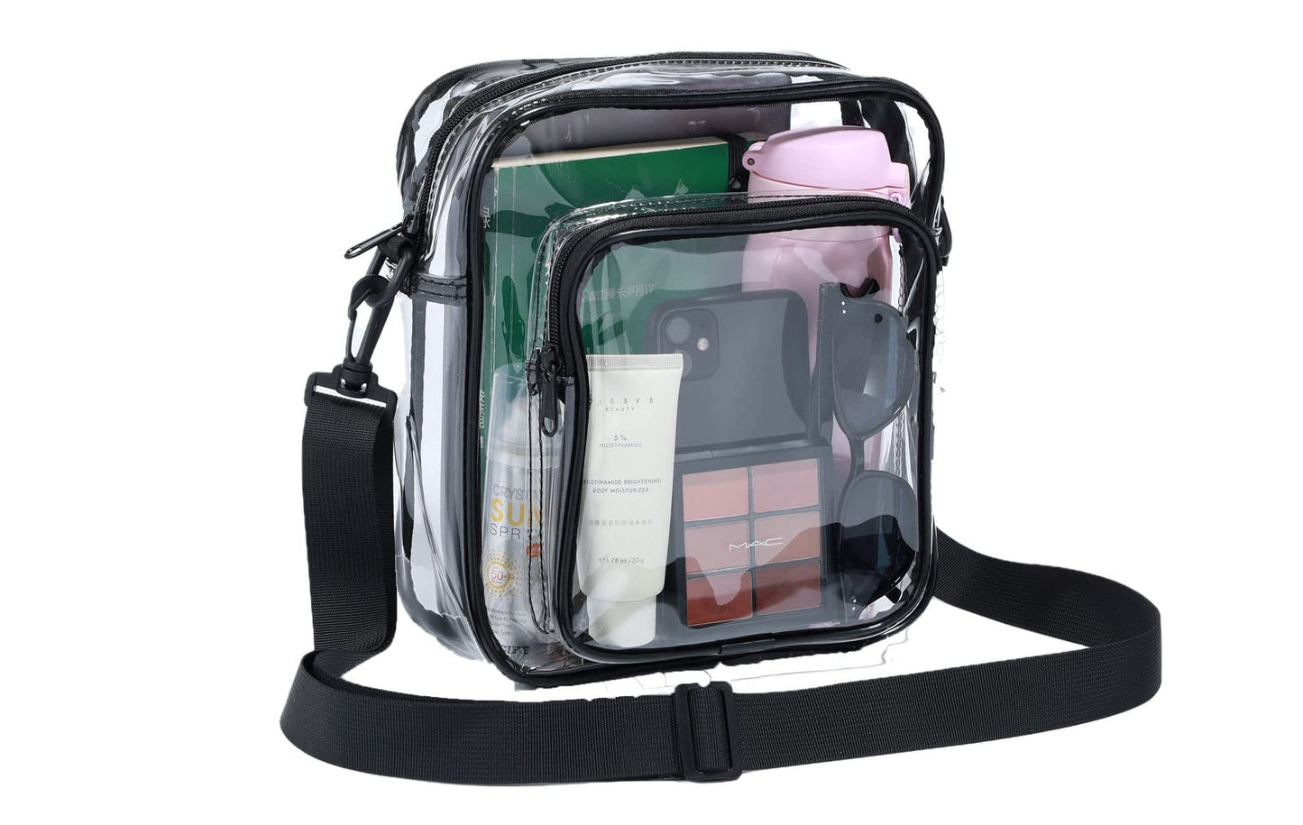 Clear Purses for Women Stadium Cute Clear Bag Stadium Approved Clear Handbag with Rainbow Zippers