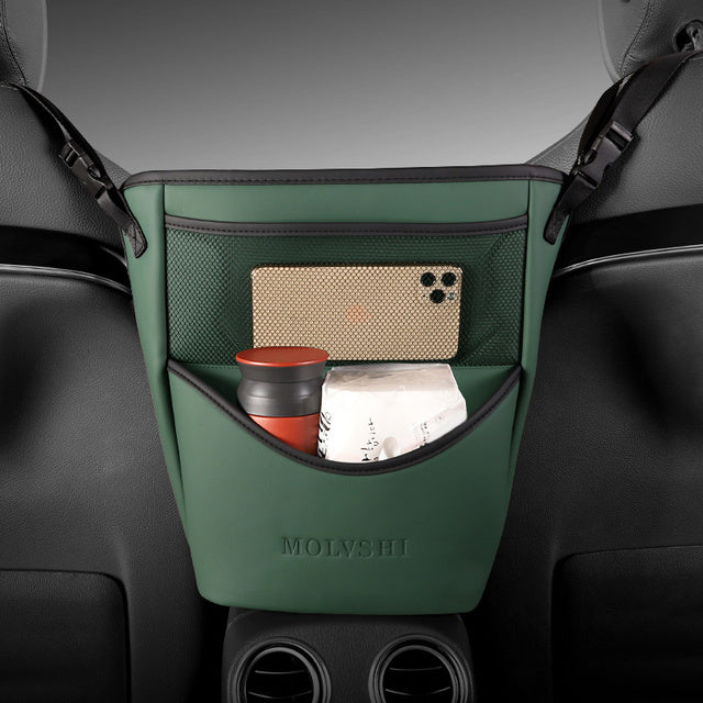 Leather Car Armrest Organizer for Purses and Phones