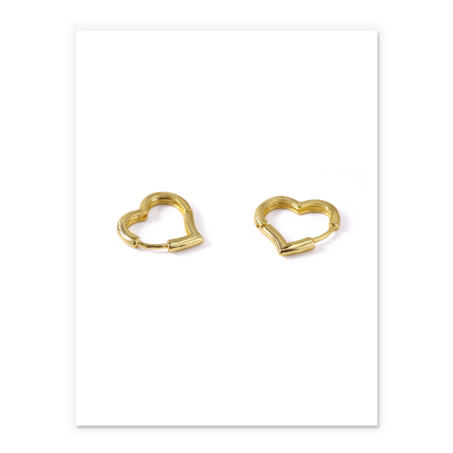 Minimalist Hollow Heart Earrings in Brass with Gold Plating