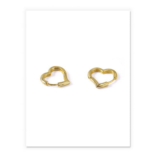 Minimalist Hollow Heart Earrings in Brass with Gold Plating